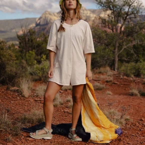 Free People Hot Shot Tee Romper — Beached Clay - Picture 7 of 8